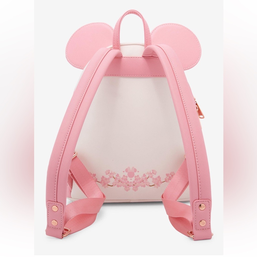 NWT Loungefly Disney Minnie Mouse cherry blossom floral embroidered Backpack - Picture 3 of 4